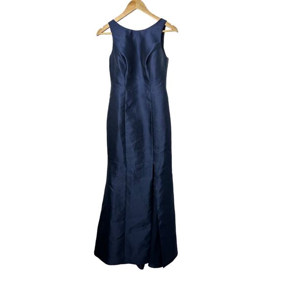 Alfred Sung Sleeveless Mermaid Gown w/ Cutout-Back & Bow Accent Navy Sz 2 NEW - Picture 1 of 12